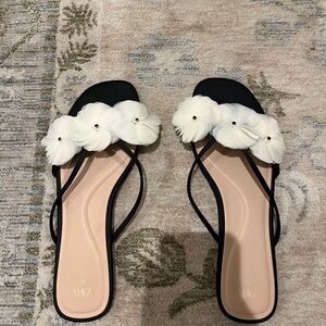 Zara Black and White Floral Sandals